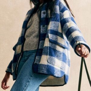 Sézane Farel Jacket Blue and White Checkered